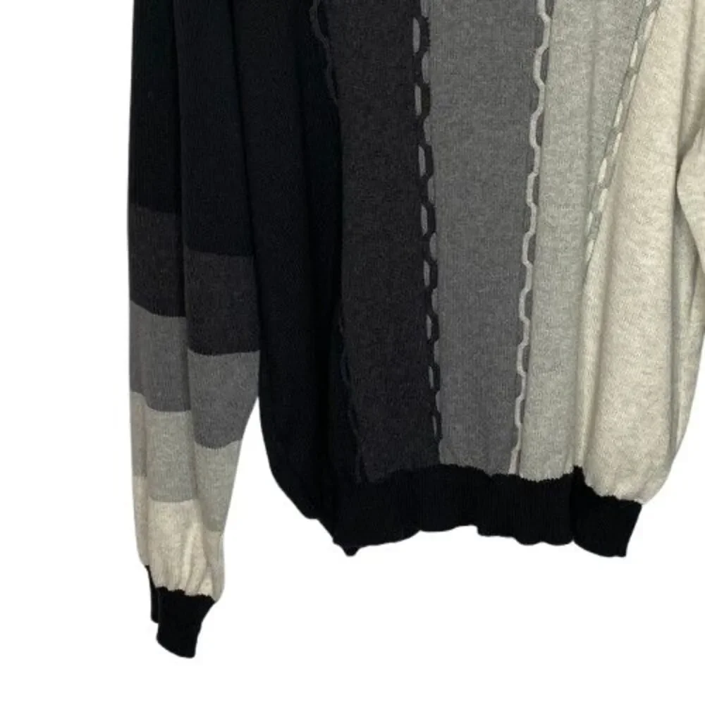 VTG 90s Bachrach Mens Color Block‎ Crew Neck Sweater XL Black Gray Retro Hipster